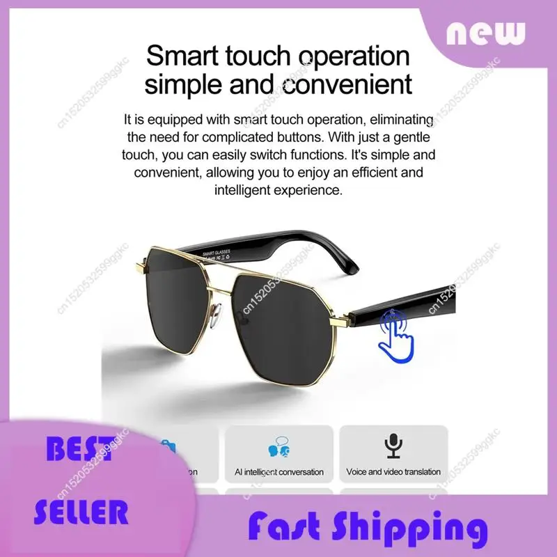Necessary W100C AI Smart Translation Glasses Multilingual Voice Translator Eyeglass With BT Call Music Function Sunglasses UNISE