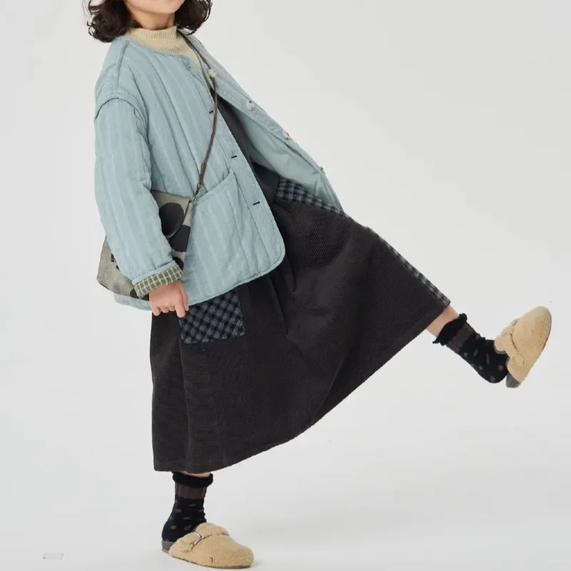 

Vintage Patchwork Plaid Skirt for Kids Parents Autumn 2025 Casual Colorblock Stylish Niche Design