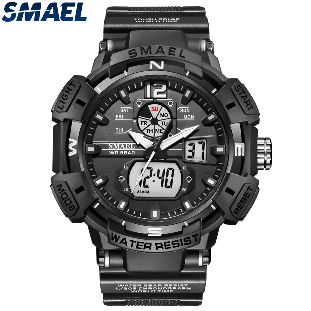 SMAEL  Multi functional Waterproof Sports Dual Display Electronic Quartz Watch 8045 Cool Shockproof Electronic Watch