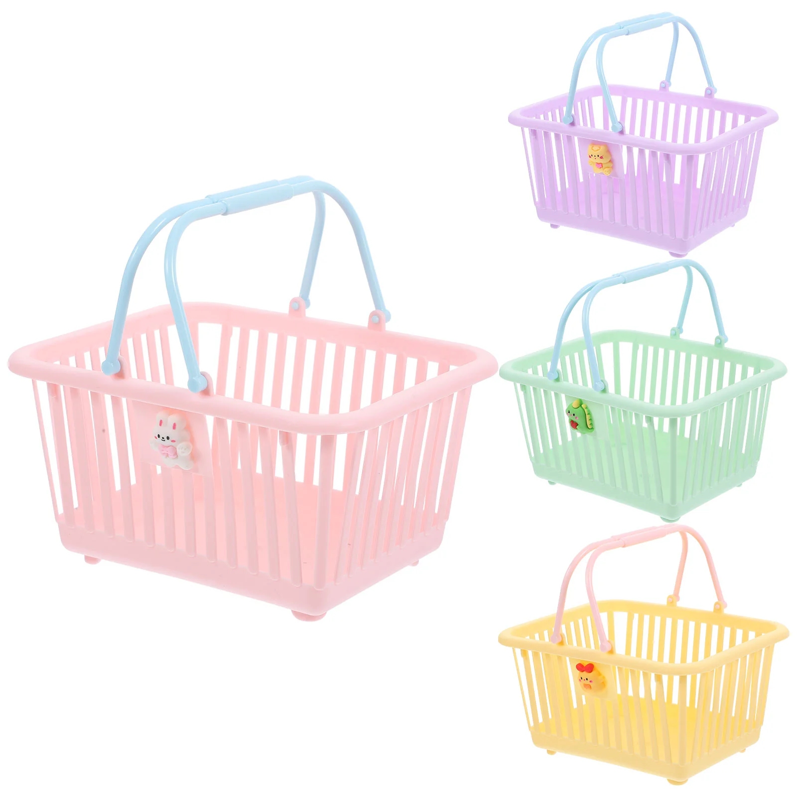 4 Pcs Desktop Storage Basket Clear Mini Vase Sundries Shower Plastic with Handles Small Child Bin