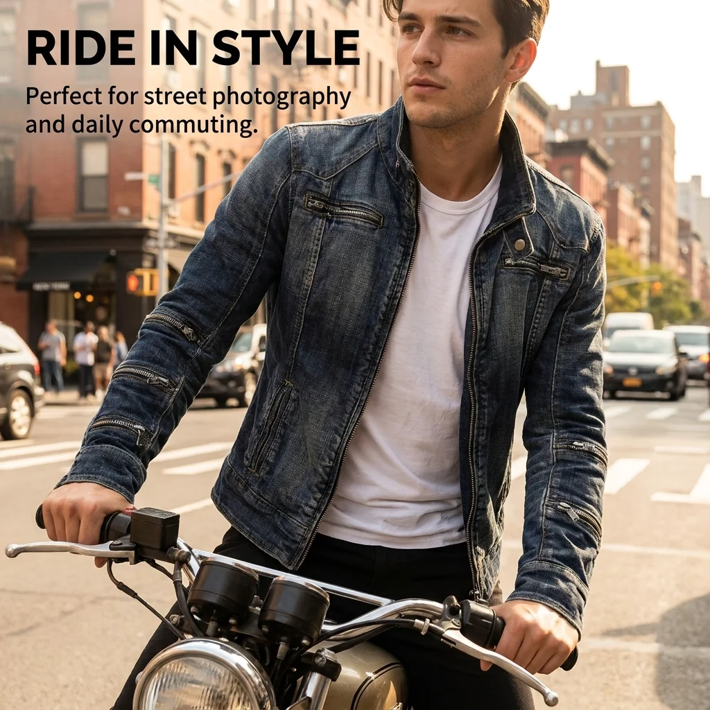 Vintage Blue Denim Motorcycle Jacket Women Men Short Multi Zip Zipper Coat Gothic Punk Sexy Slim Fit Stand Y2K Collar Jacket