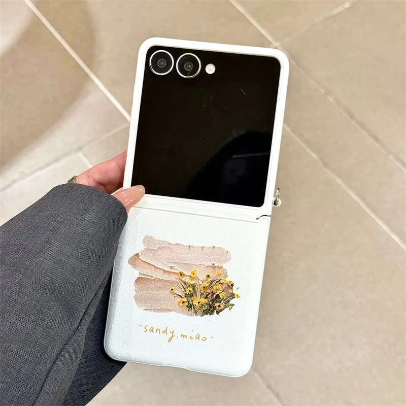 Ins زهرة نمط اللؤلؤ سوار حالة الهاتف لسامسونج غالاكسي Z فليب 7 FE 6 5 4 3 غطاء مقاوم للصدمات #4