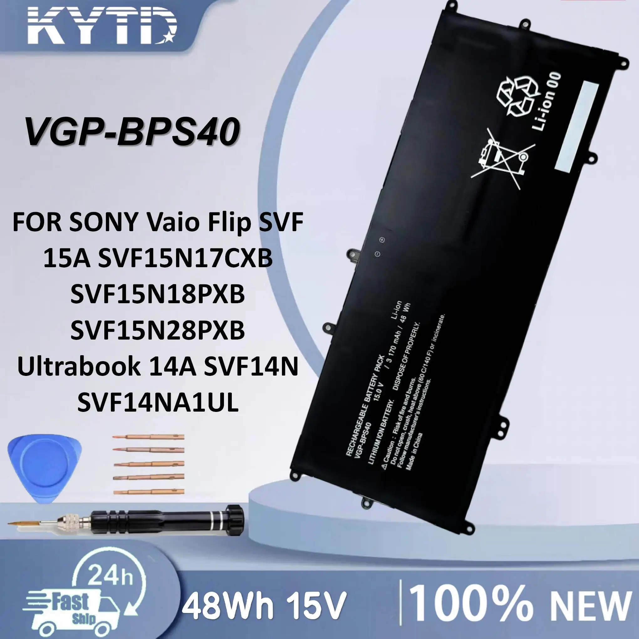 Batería para portátil KYTD VGP-BPS40 para SONY Vaio Flip 14A SVF14N SVF 15A SVF15N17CXB VGP-BPS40 15V 3170mAh 48Wh