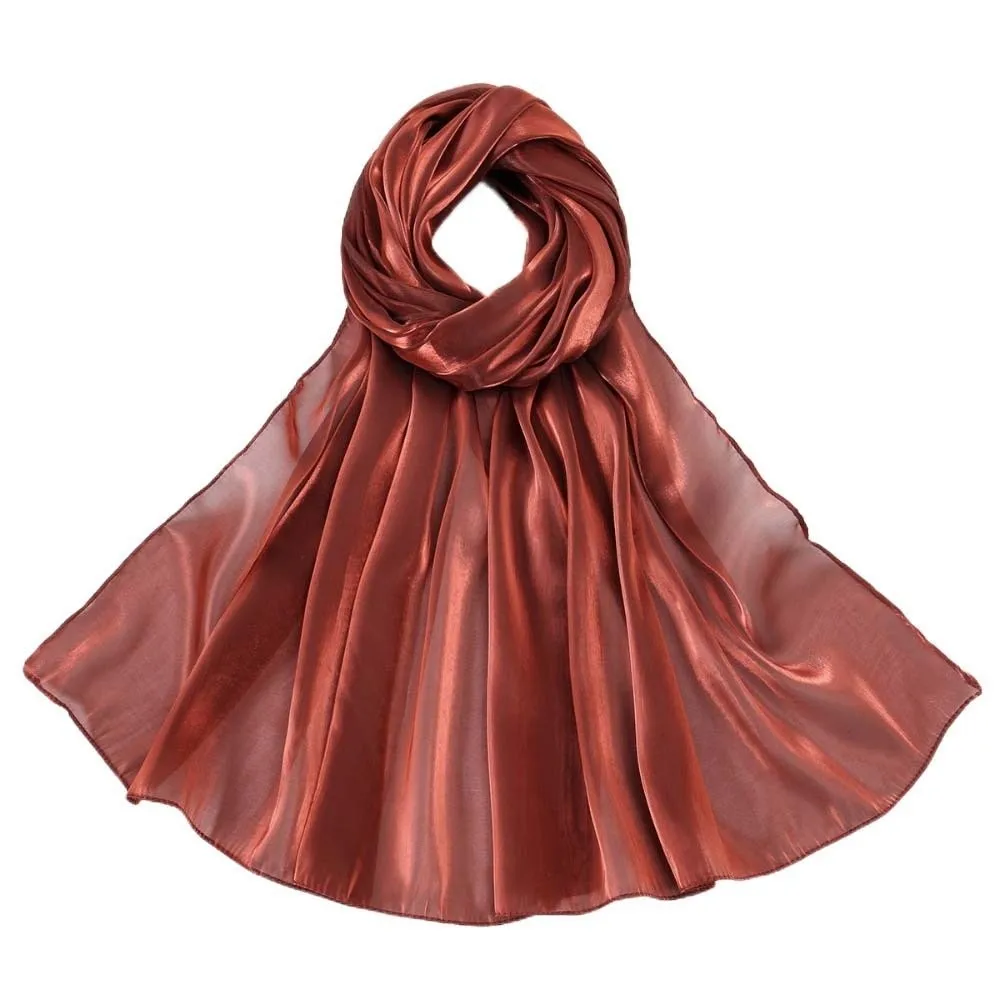 

Breathable Chiffon Hijab Scarf Sunscreen Solid Color Smooth Silk Headscarf Lightweight Polyester Thin Large Shawl