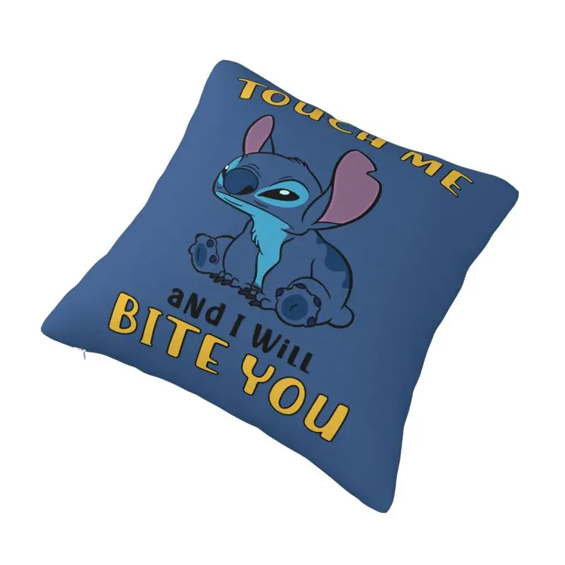 Custom Touch Me I Will Bite You Nordic Throw Pillow Covers Stitch Anime Sofa Cushion