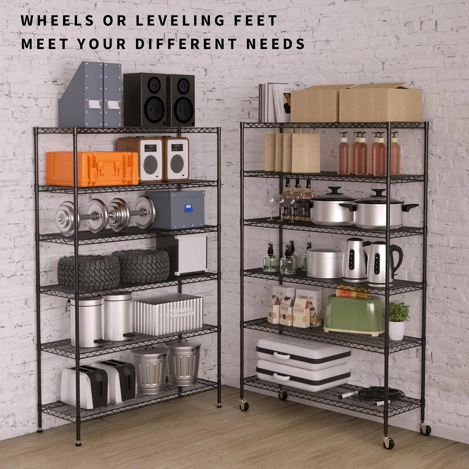 6000Lbs Capacity Heavy Duty Storage Shelves Commercial Wire Shelving Unit and Storage Adjustable NSF 6 Tier Metal Rack Shelf