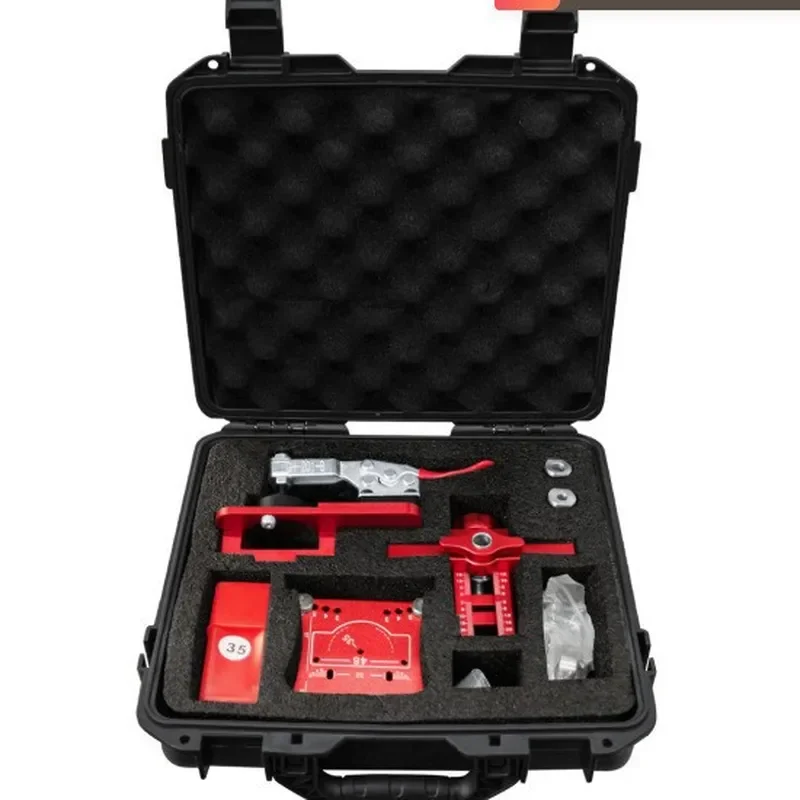 3 Piece Red Hinge Set Cabinet Door Positioner Hinge Positioning Plate Installation Auxiliary Tool for Opening Cabinet Doors