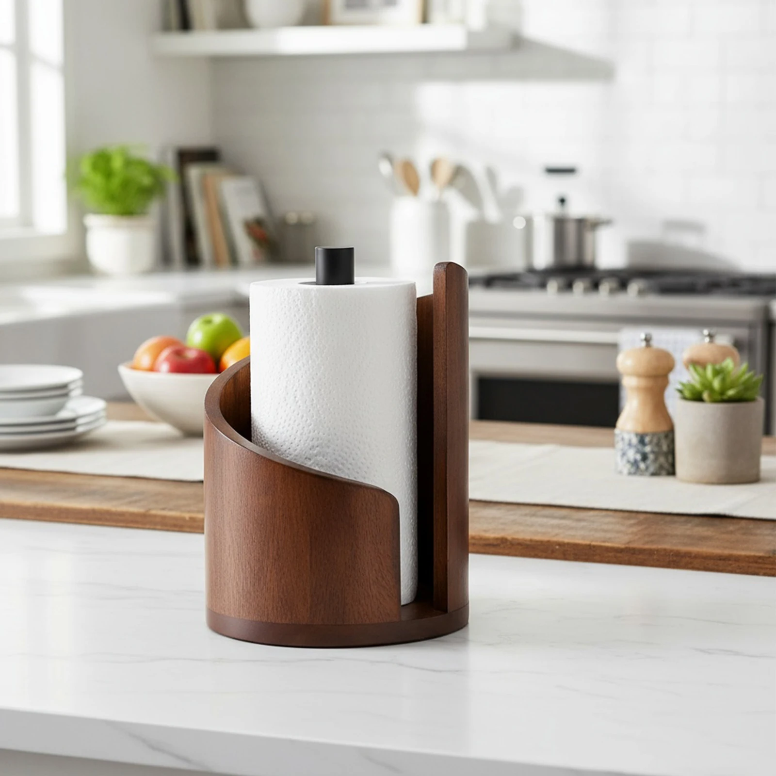 

Деревянная подставка для салфеток с основанием, настольный держатель для бумажных полотенец, противоскользящая подставка для рулонов из мангового дерева для столовой и гостиной