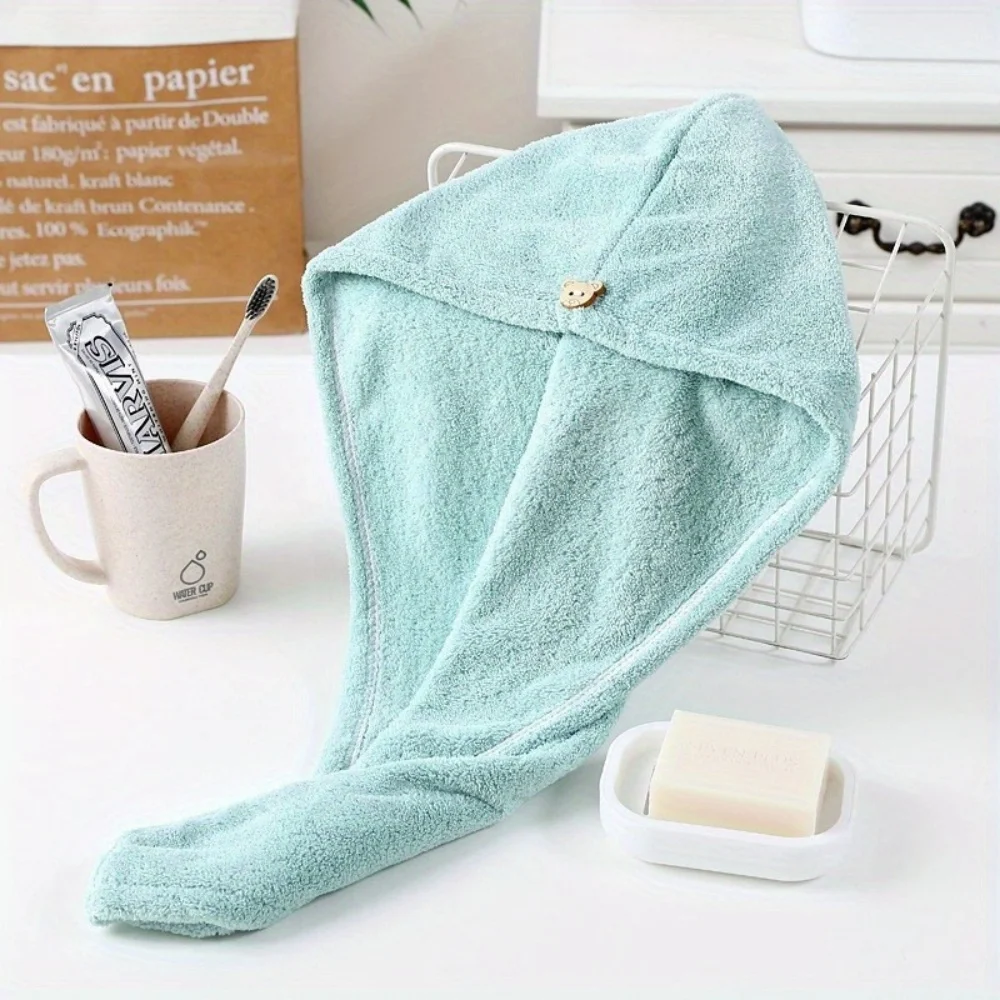 Women's Quick-Dry Dry Hair Hat - Coral Fleece Thickened Wrap Bonnet, Super Absorbent & Soft, Essential Bathroom Head Towel