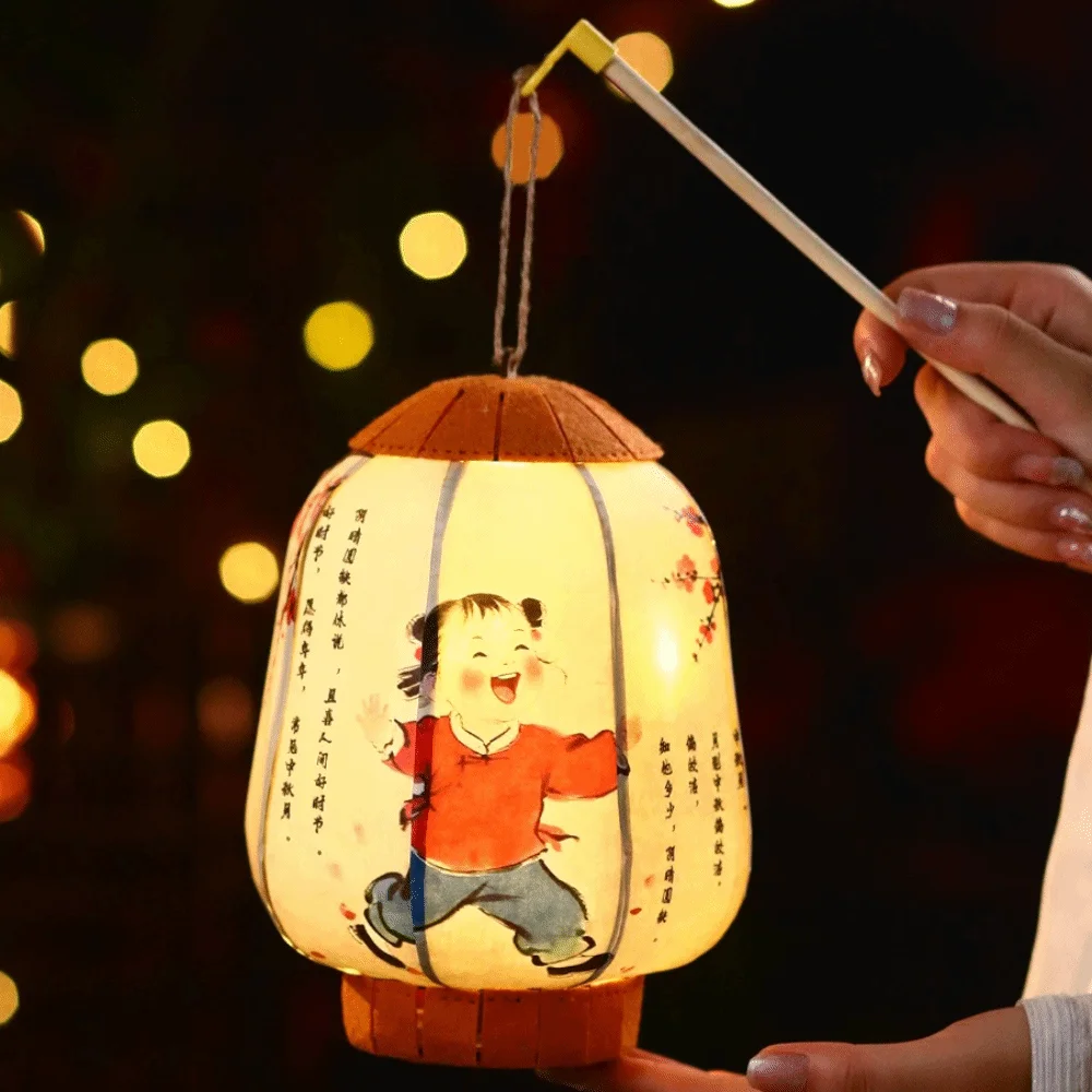 

Traditional New Year Lantern Good Luck Handmade Luminous Lantern LED Lighting Decorative Ancient Style Lantern Spring Festival