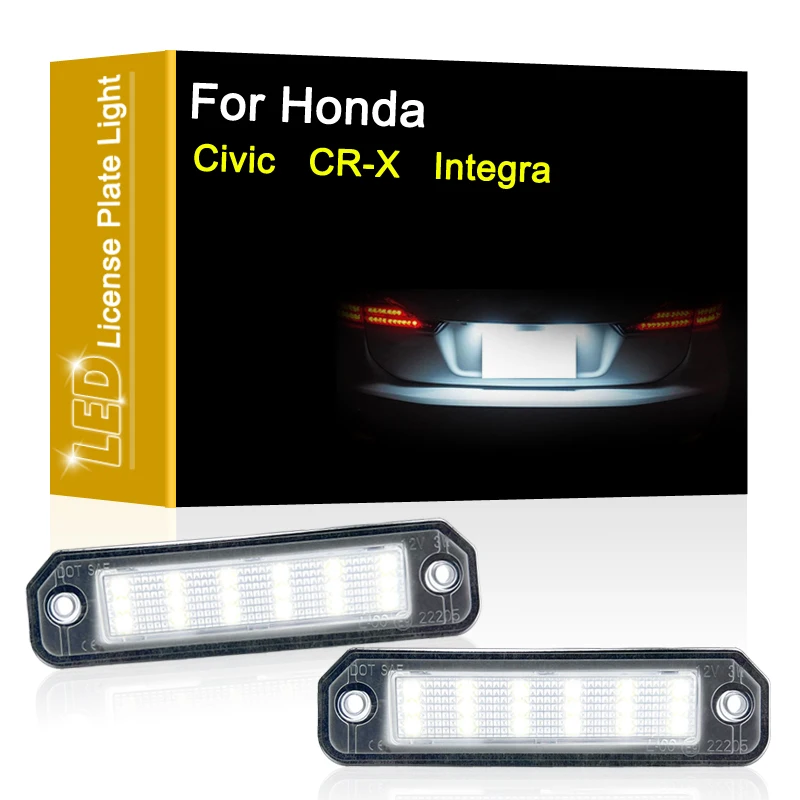 12V LED License Number Plate Light Assembly For Honda Civic EJ/EG/EK Series 91-00 CR-X Del Sol 95-98 Integra SJ EK3 96-98