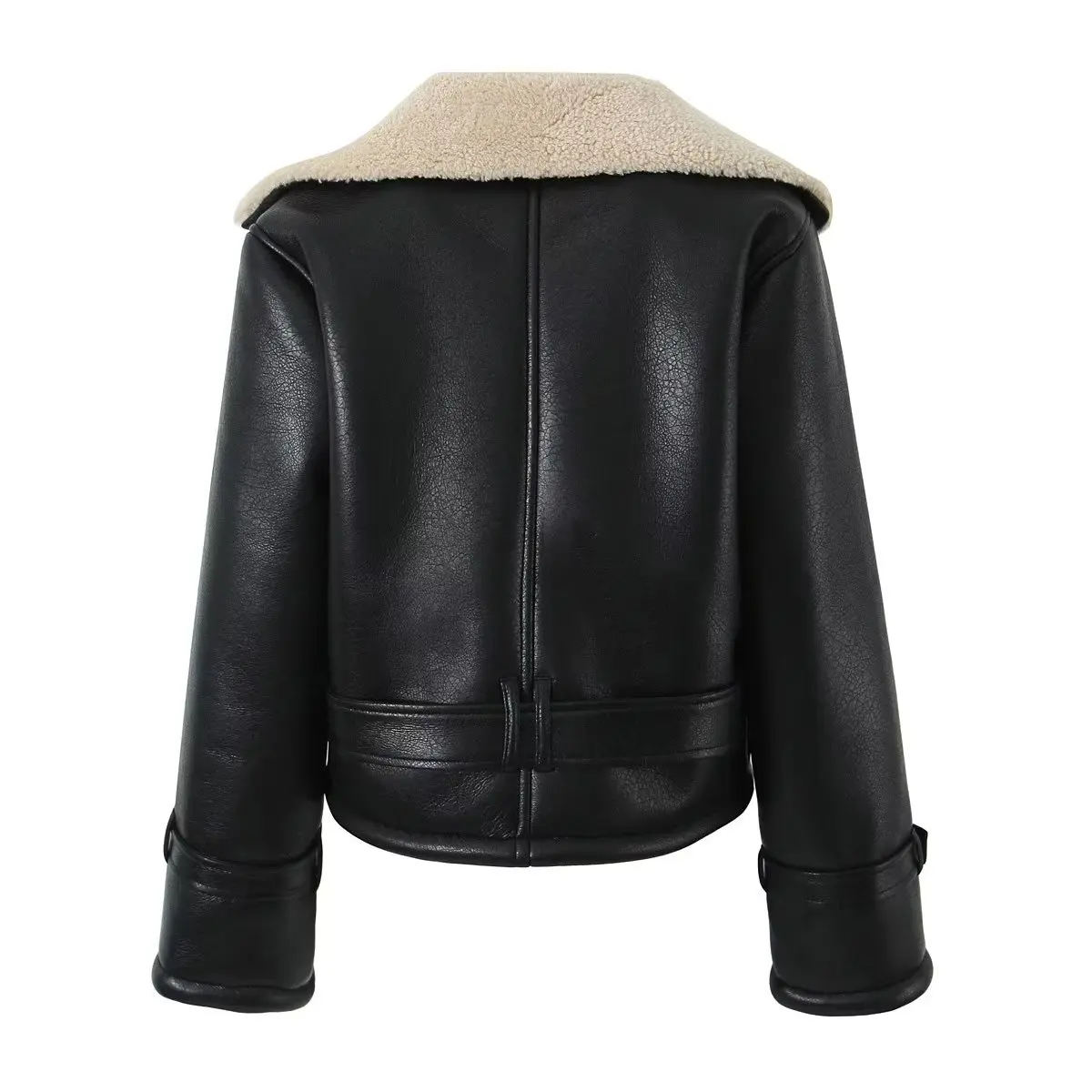 Maxdutti British Fashion Ladies Women Coat High Street Lapel Jacket Retro Lamb Fur Jacket Tops For Winter