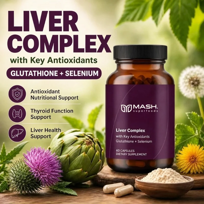 Docteat Liver Complex Capsules with Glutathione and Selenium Antioxidant Support and Thyroid Function Balance 60 Capsules