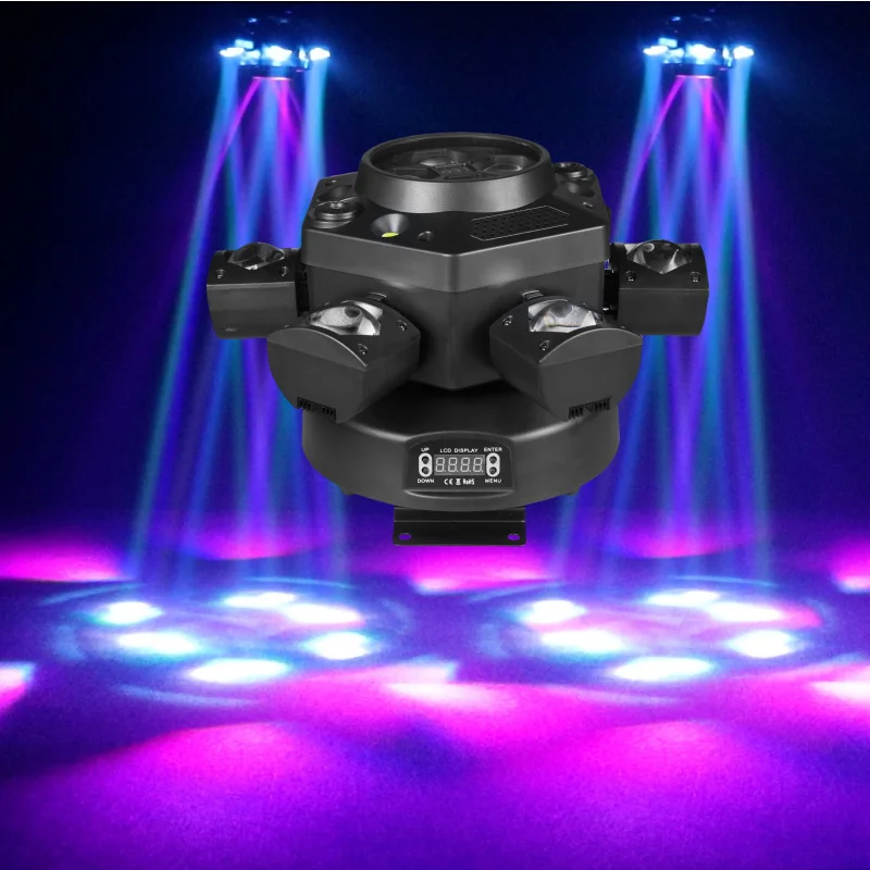 IP33 Mini Moving Disco Laser Stage Lamp Light Six-Arm Bee Eye RGB Emission DMX Control Christmas Party Club Stage Lighting Decor