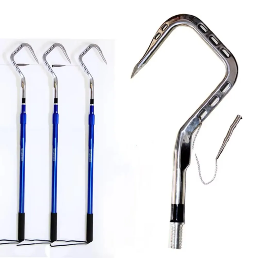 Shark Gaff 1.8m 2 Section Removable Fishing Hook Artifact Aluminum Alloy Stainless Steel Spear Hook Fishing Accessories
