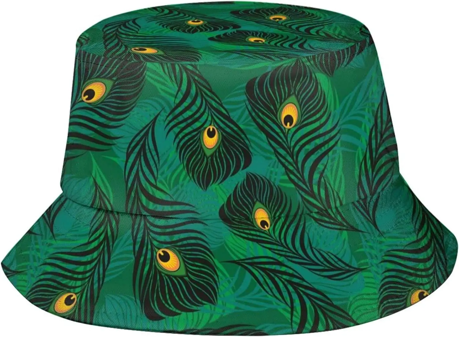 Cute Peacock Bucket Hat for Women Men Summer Travel Sun Beach Bucket Cap Unisex Outdoor Peacock Feather Fisherman Hat