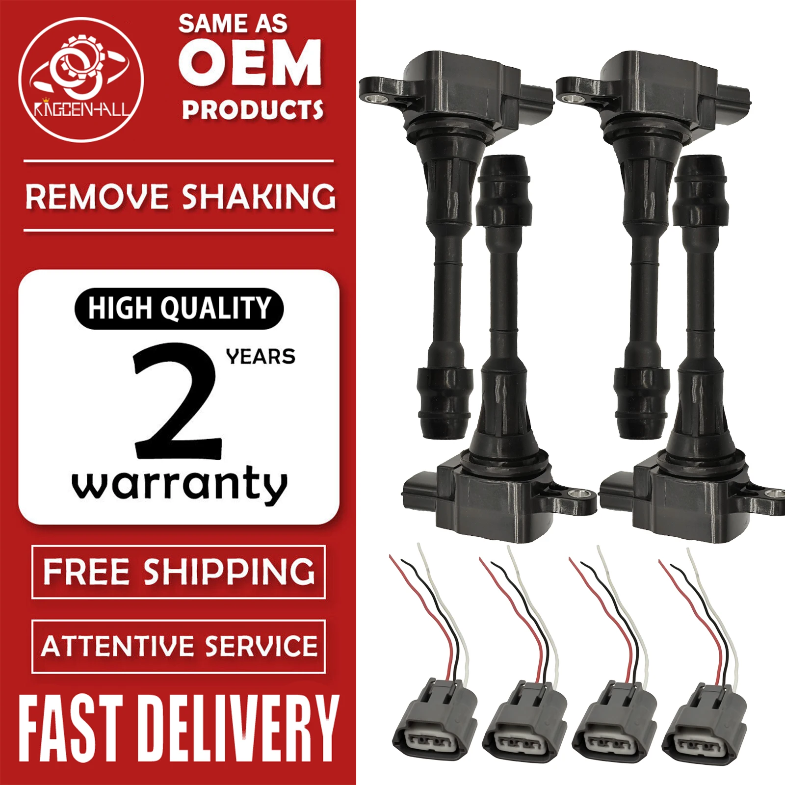 

4PCS зажигательная катушка + вилка совместима с NISSAN X-TRAIL PRIMERA ESTATE замена 224489Y600 22448-8H300 22448-9Y600