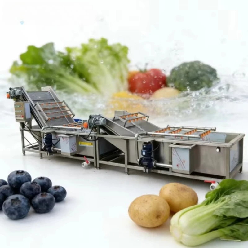 High Efficiency Electric Vegetable Brush Washer Machine with Motor for Roots Vegetable Cleaning for Vegetable Processing Plant