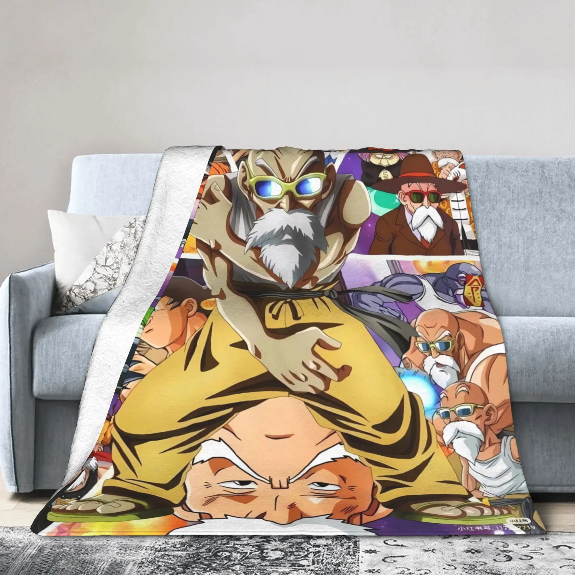 Warm Blanket Child New Anime Dragon Ball Master Roshi Throw Blanket  Flannel Bedspread For Living Room Fluffy Sofa Bed Cover