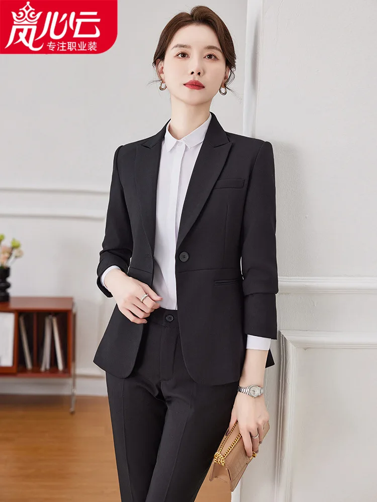 Gray Suit Jacket Women's High-Grade Work Clothes Formal Wear High-End Business Wear Temperament Goddess Style Workplace Suit