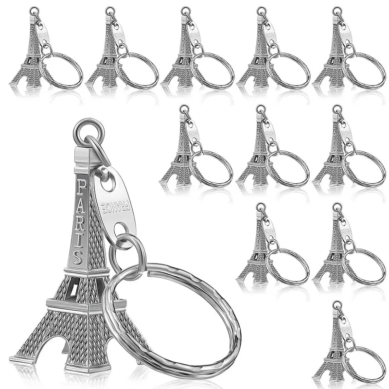 60Pcs Eiffel Tower Keychain Retro Keychain Decorations Purse Charms Statue Model Prom Keychain French Souvenirs