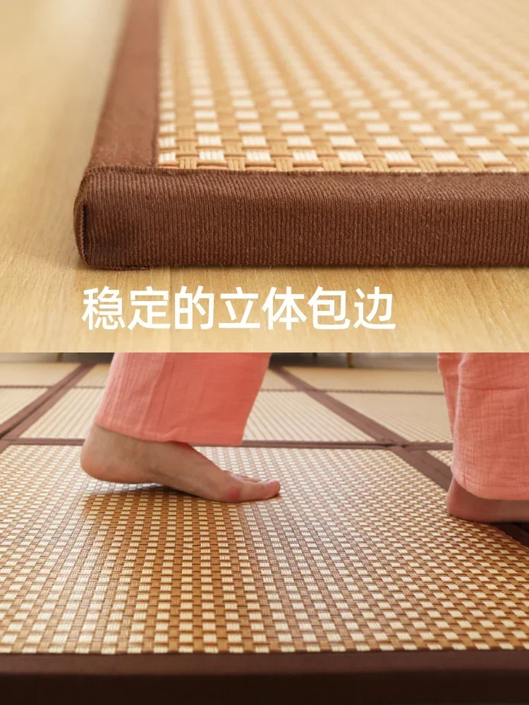 Thickened Fold Japanese Style Summer Mat Rattan Mat Carpet Bedroom Fully-Covered Summer Moisture-Proof Tatami Floor