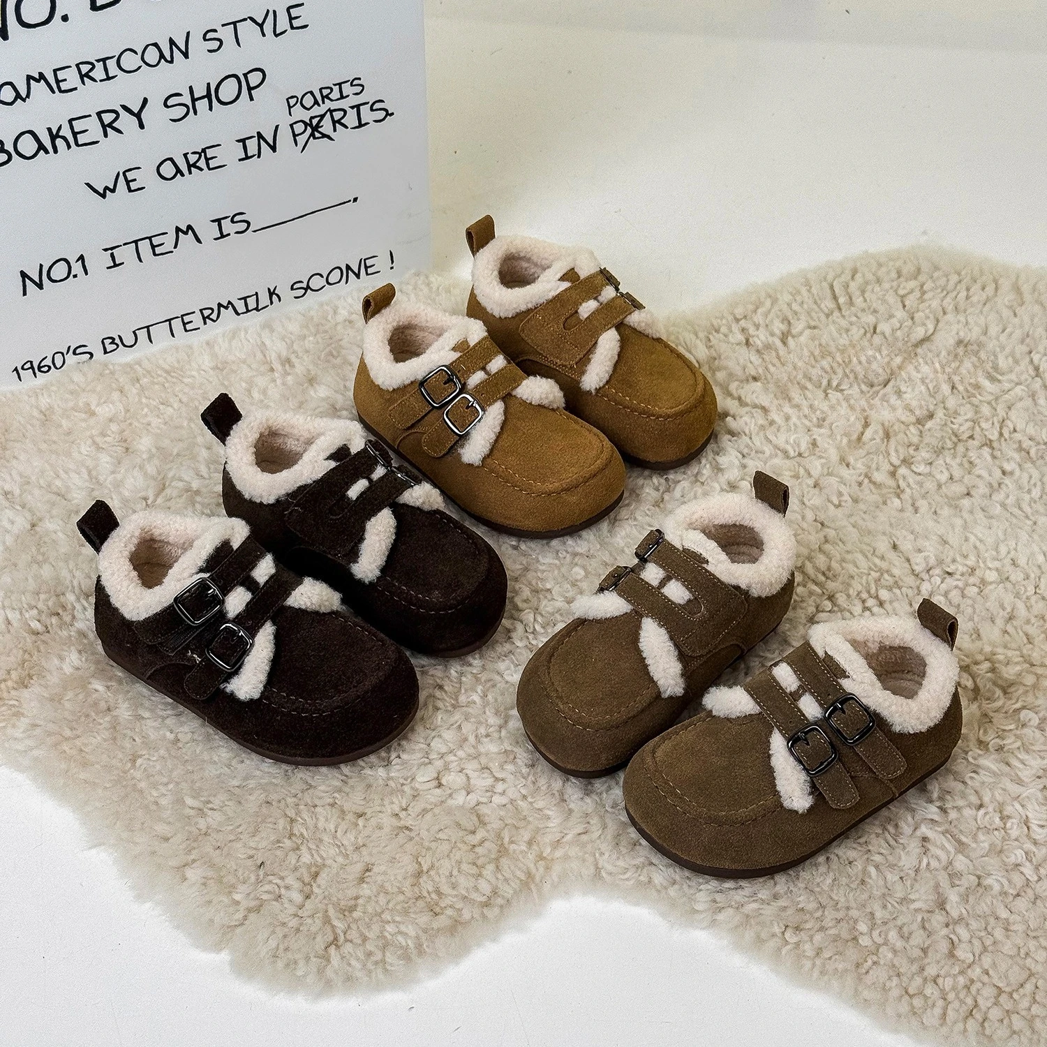 جديد الشتاء الأطفال الفتيات متجمد الجلود زائد المخملية الدافئة أحذية قطنية أطفال طفل رضيع حذاء كاجوال مسطح