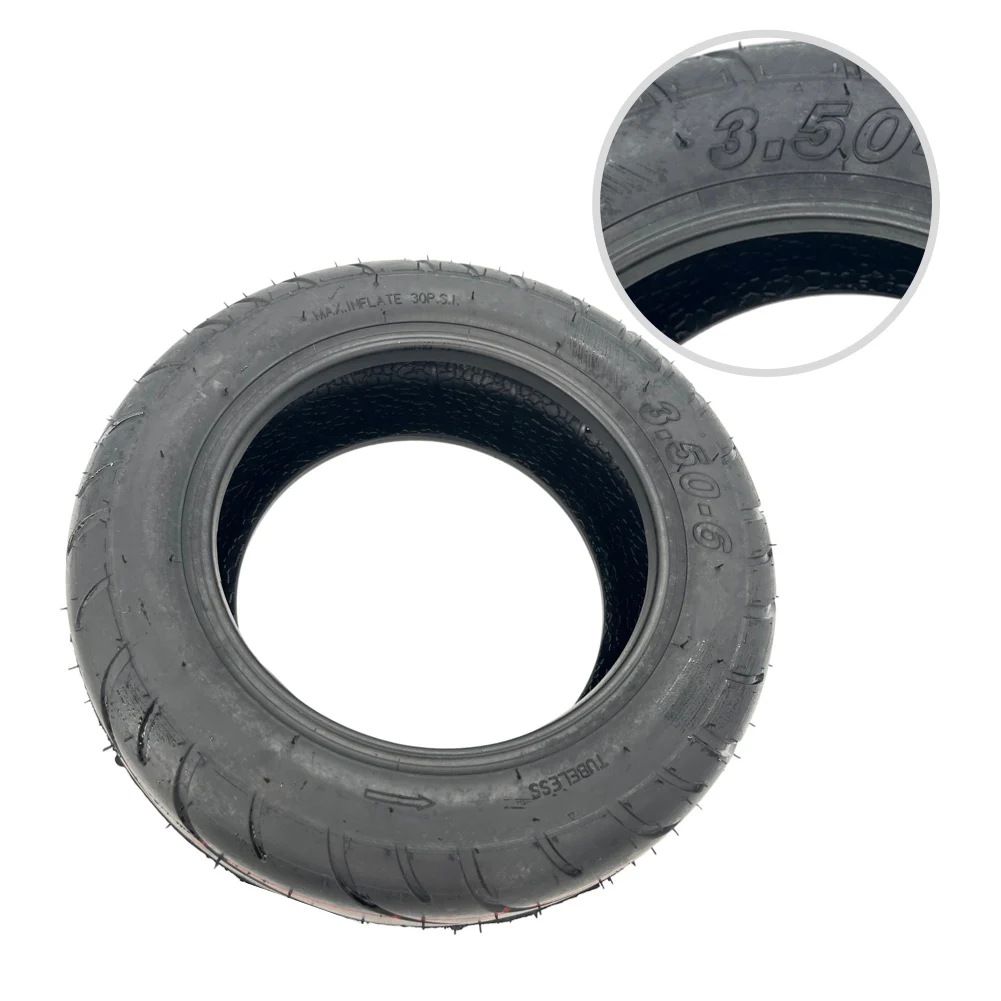 Pneumatic Tubeless Tire 3.50-6 10 Inch for Electric Scooter Rubber Construction Improves Braking on Wet Surfaces