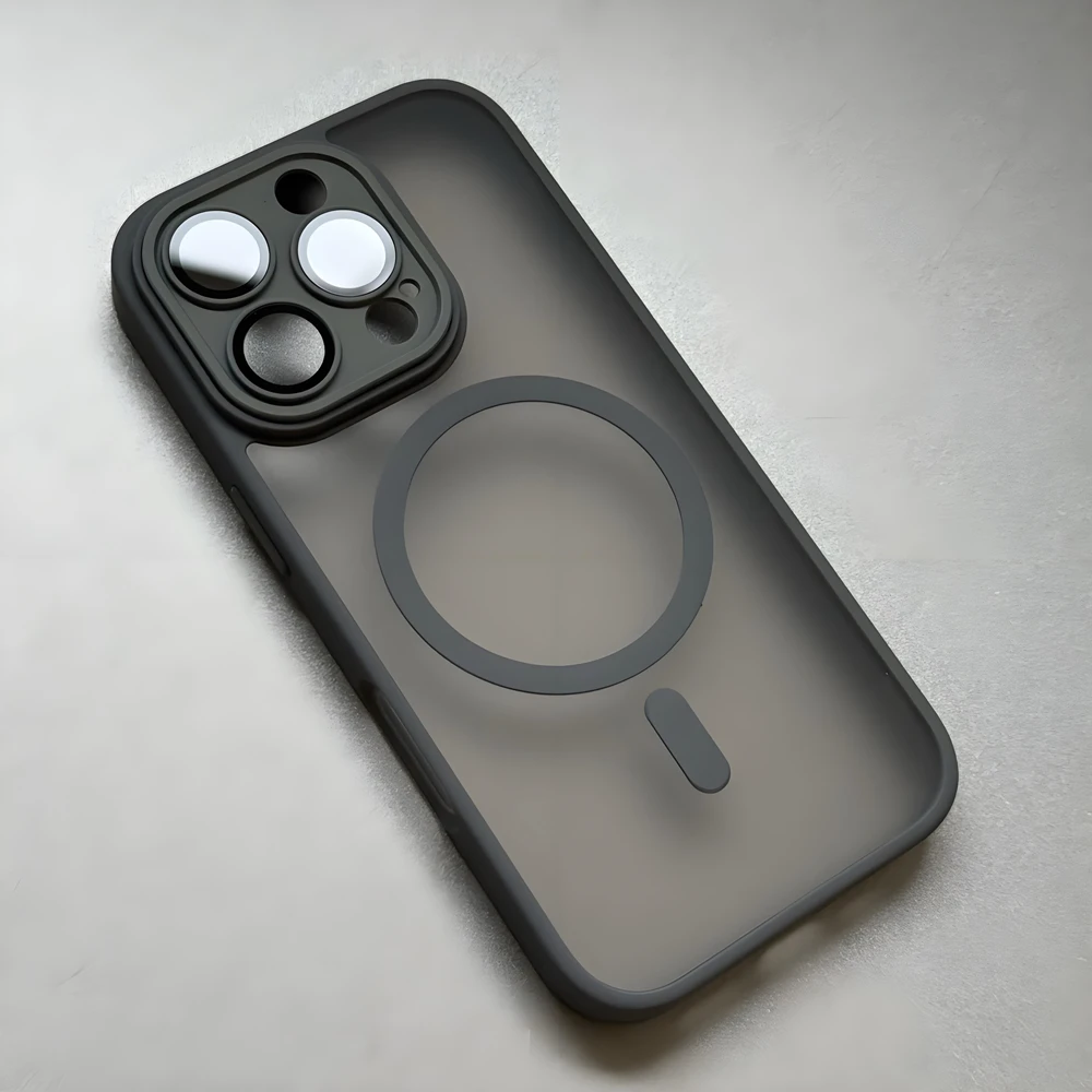 Transparente Schwarze Matte Magnetische Handyhülle für iPhone 17 16 15 14 Plus 13 12 11 Pro Max Air für MagSafe Kabelloses Laden