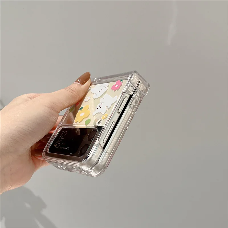Cute Painting Cat Dog Panda Phone Case for Samsung Galaxy ZFlip3 ZFlip4 ZFlip5 ZFlip6 Hard PC Back Cover for Z Flip 6 Case Shell