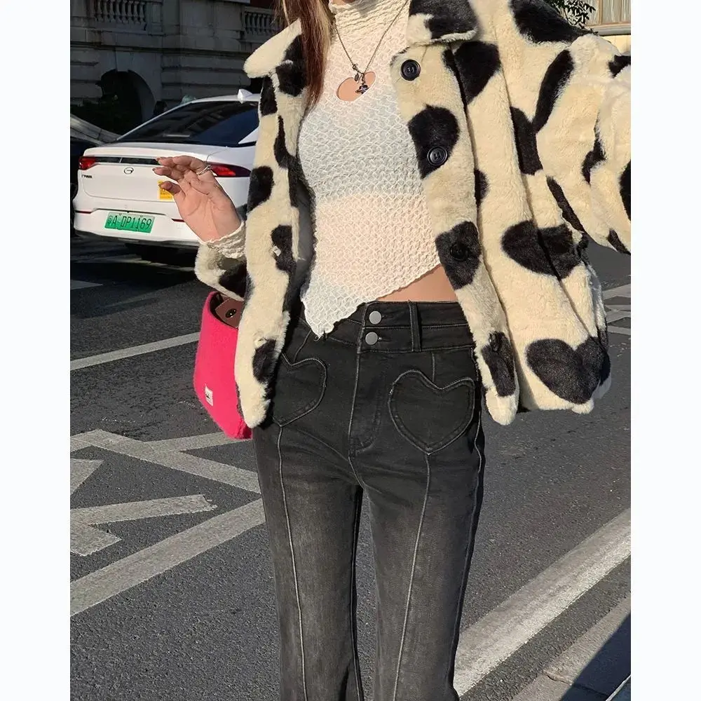 

Джинсы женские мешковатые Juminocore одежда термозимние теплые утолщенные женские джинсовые брюки на флисовой подкладке модные удобные