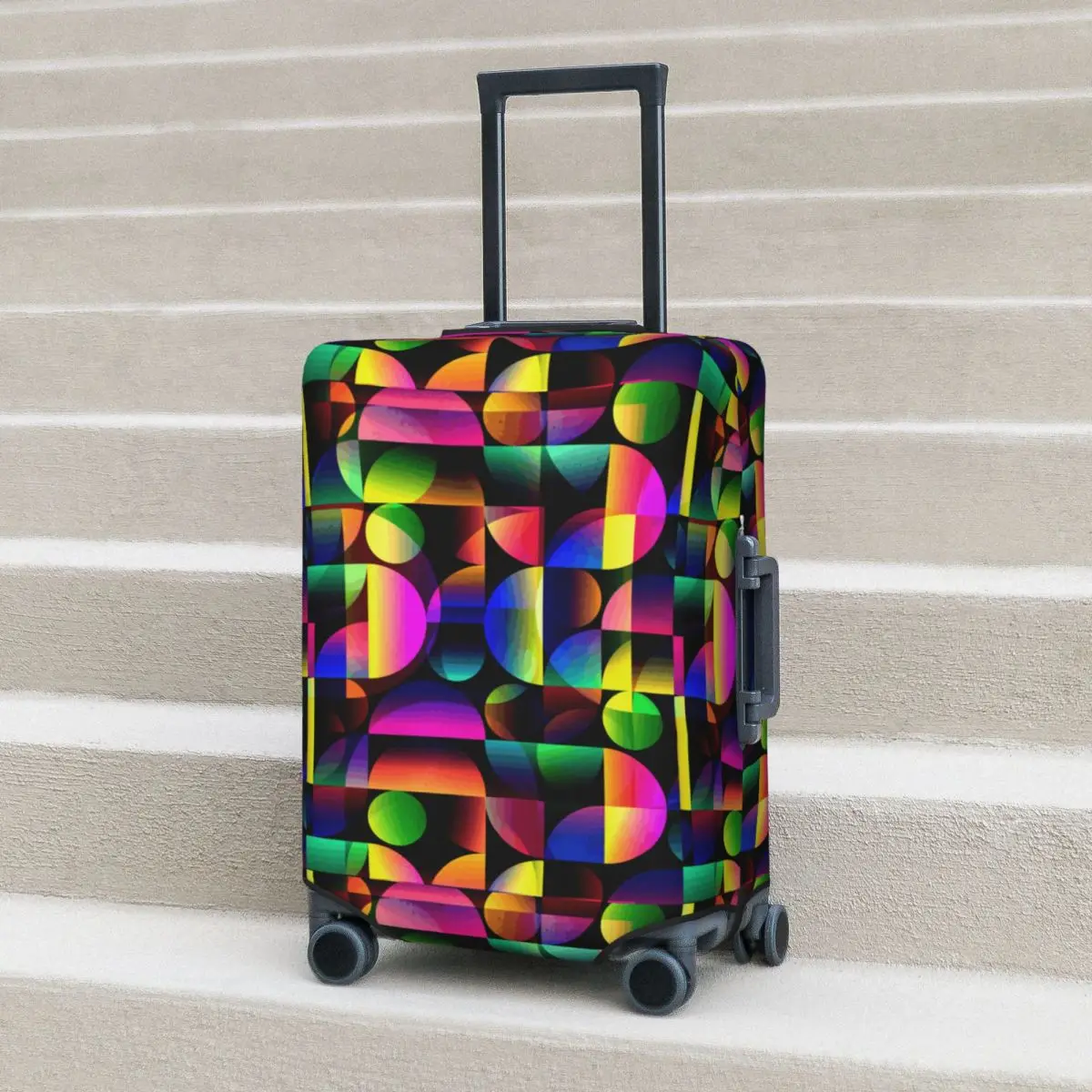 

Geometric Print Suitcase Cover Colorful Abstract Graphic Pattern Strectch Business Protector Luggage Accesories Holiday