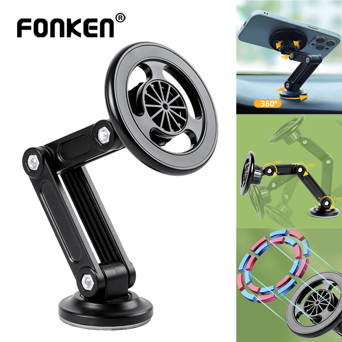 For Magsafe Foldable Universal 360 Rotation Magnetic Car Mount For Navigation Magnetic Car Phone Holder Mobile Phone Stand Rack