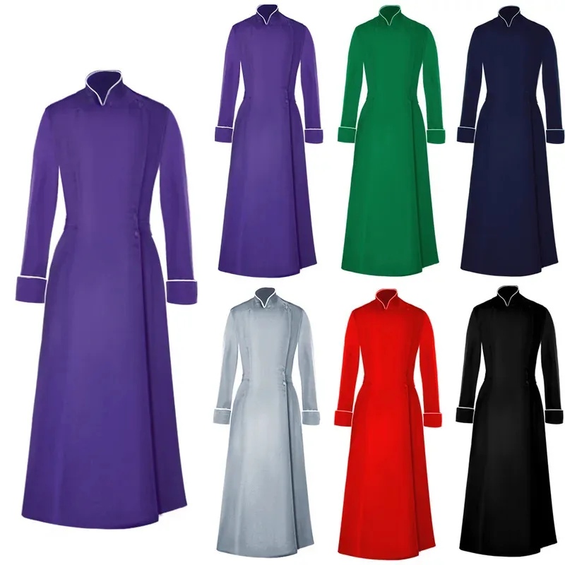 

Средневековый ретро стимпанк средневековый костюм для косплея, куртка, винтажная сценическая одежда, многослойное пальто с воротником-стойкой, одежда священника на Хэллоуин