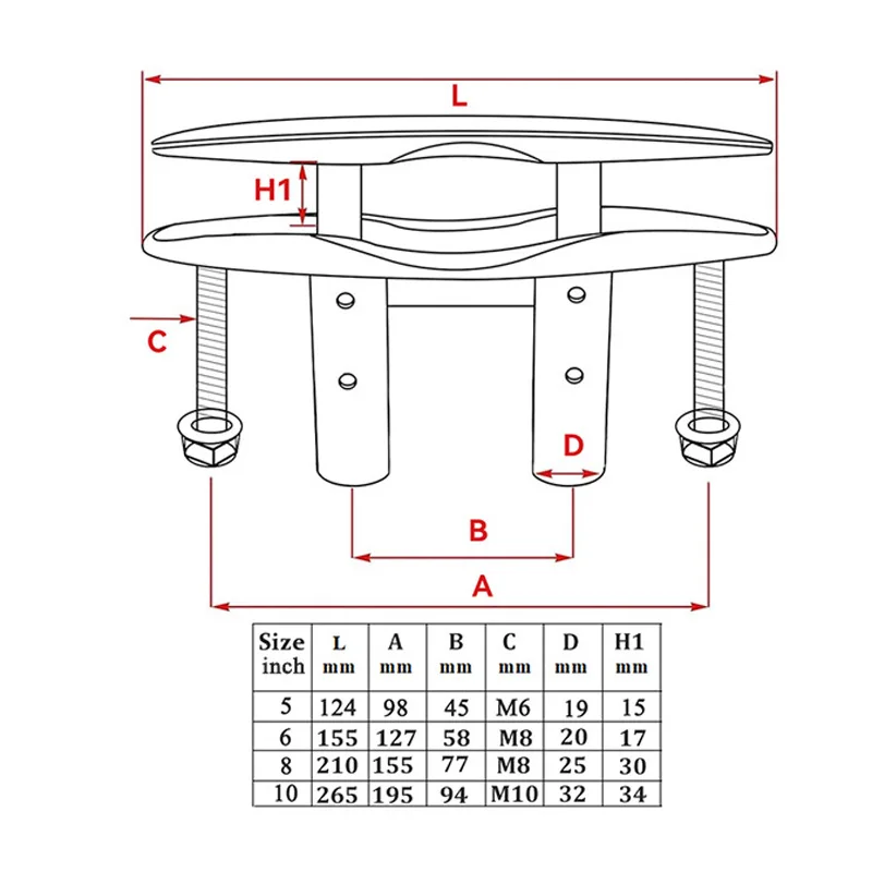 1 Piece Boat Pull Up Deck Cleat 316 Stainless Steel Retractable Heavy Duty Flush Mount Cleat Boat view 2