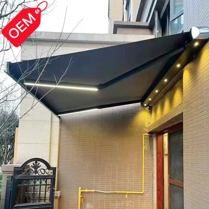 Wholesale Modern Motorized Cassette Balcony Retractable Roof Awning Powder Coated Frame Outdoor Fabric Nature Pressure Treated
