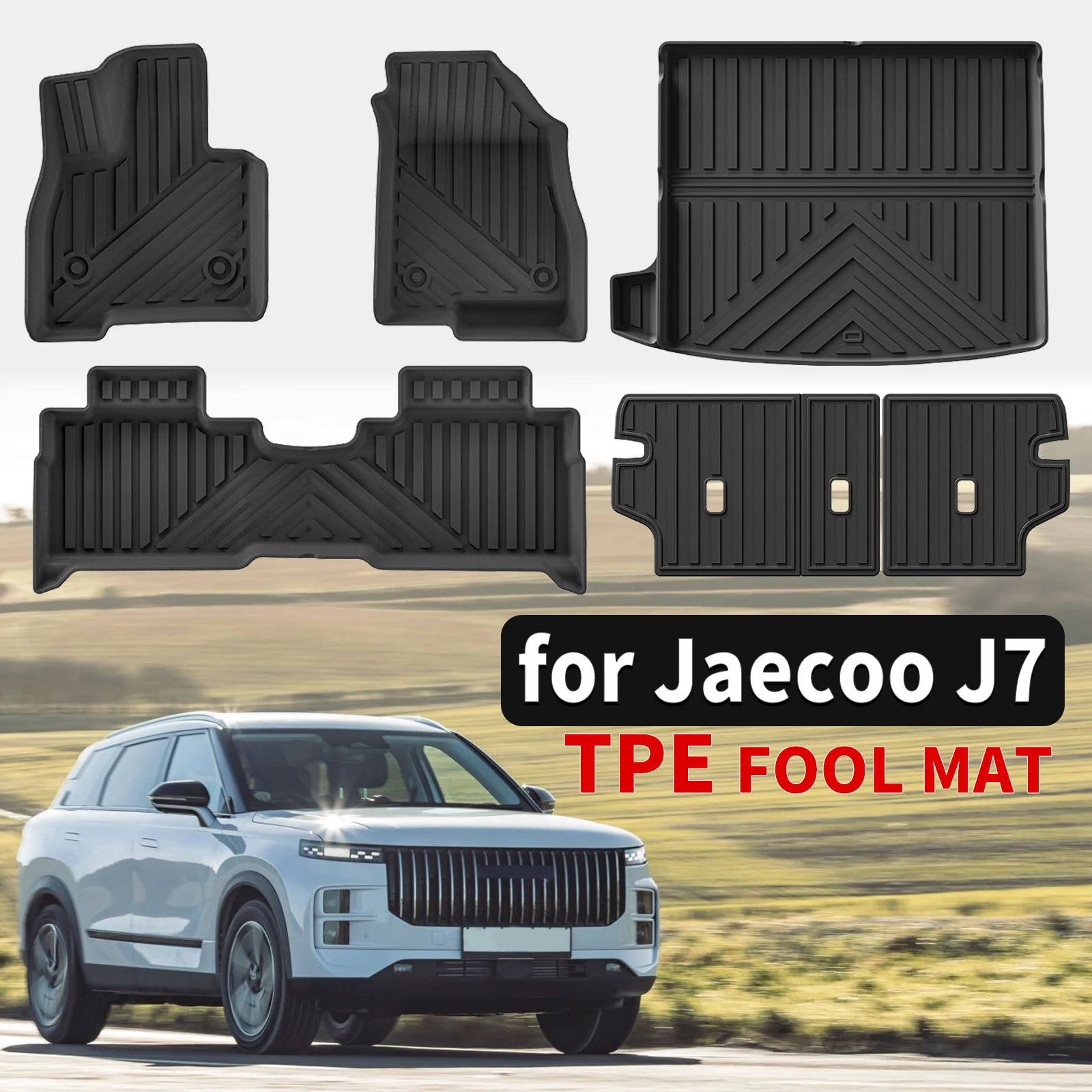 TPE Car Mats for Jaecoo J7 2023-2025 Non-Slip Eco-Friendly Easy To Clean Custom Fit Floor Mats  All Weather Accessories