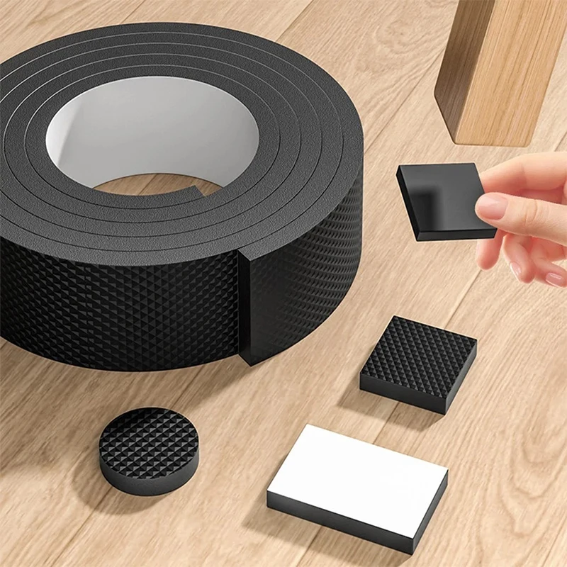 DIY Anti-slip Furniture Pads Black Chair Foot Pad Roll Self Adhesive Bumper 6mm Thickness Noise Reduce Table Leg Floor Protector