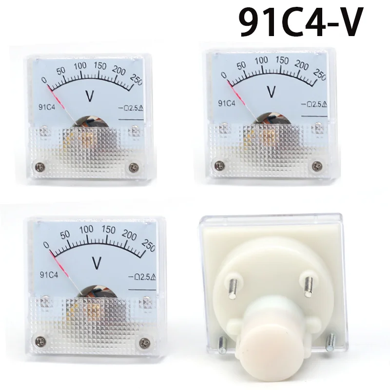 DC Ampere Meter 91C4 Ammeter 1/2/3/5/10/20/30/50/100/200 A V Voltmeter Analog Panel Meter Mechanical Pointer 91C4 Ammeter