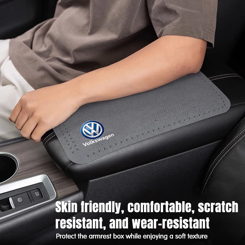 Car Armrest Mats Memory Foam Arm Rest Cushion Interior Accessories For VW GTI Polo Golf Passat Tiguan Arteon Touareg Taigo Caddy