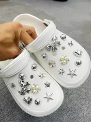 20 pieces/set garden shoes Shoe flower accessories Removable electroplated bow shoe flower, shoe accessories for Crocs beach sho