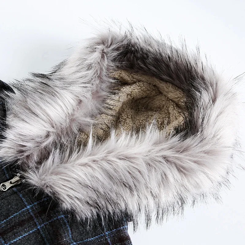 جواكت شتوية للرجال سترات منقوشة عتيقة بياقة من الفرو سترات دافئة سميكة سترات مبطنة فضفاضة غير رسمية ملابس خارجية #5