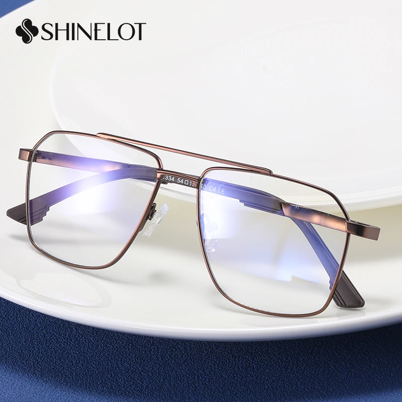 

91334 New Craft Rectangle Men Eyeglasses Frame New Arrival Spectacles Eyewear Double Bridge Eye Protection Male Business Glasses