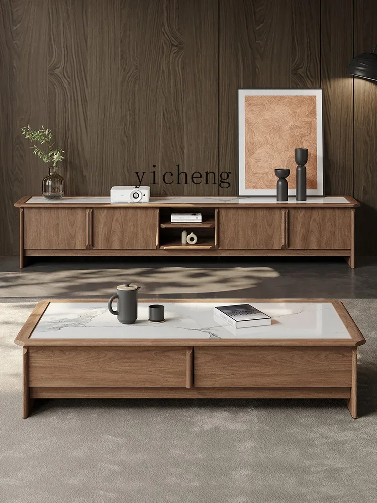 TV Cabinet Living Room Home Rock Slab TV Coffee Table Combination Solid Wood Floor Cabinet-X31