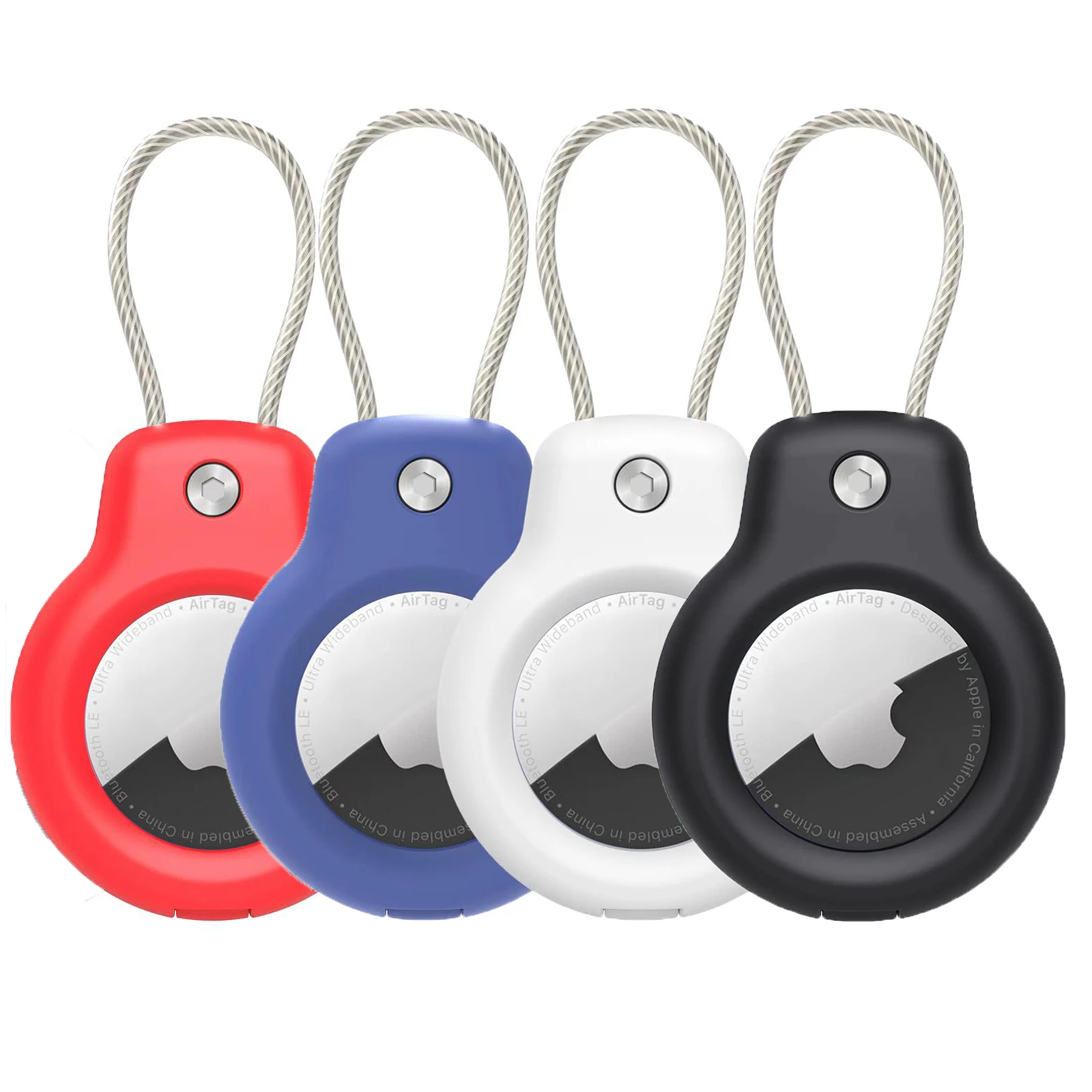 Voor Apple Airtag Case Hard Plastics Houder Anti-Verlies Sleutelhanger Met Stalen Kabel Voor Huisdieren Kraag Rugzak Bagagelabel GPS Tracking