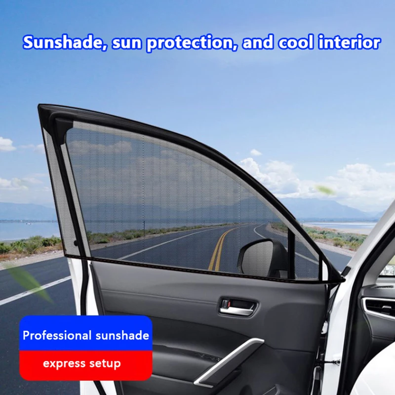 2pcs Universal Car Window Screen Door Covers Side Window UV Sunshine Plate Shade Mesh Mosquito Net Protection Film Accessories