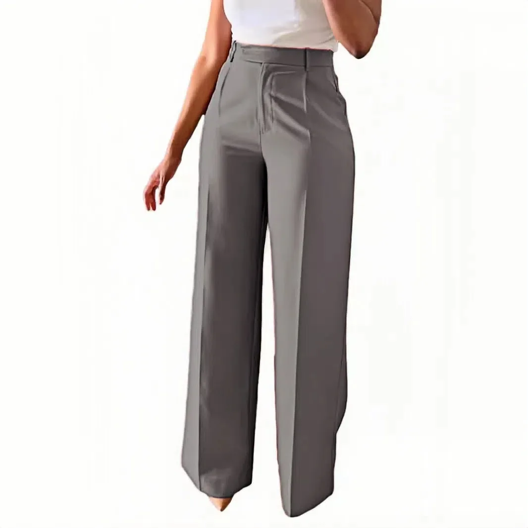 Autumn Winter New Women's Suit Pants Loose Casual Solid Color Versatile Commuter Style Clothing High Waist Pocket Straight Pants