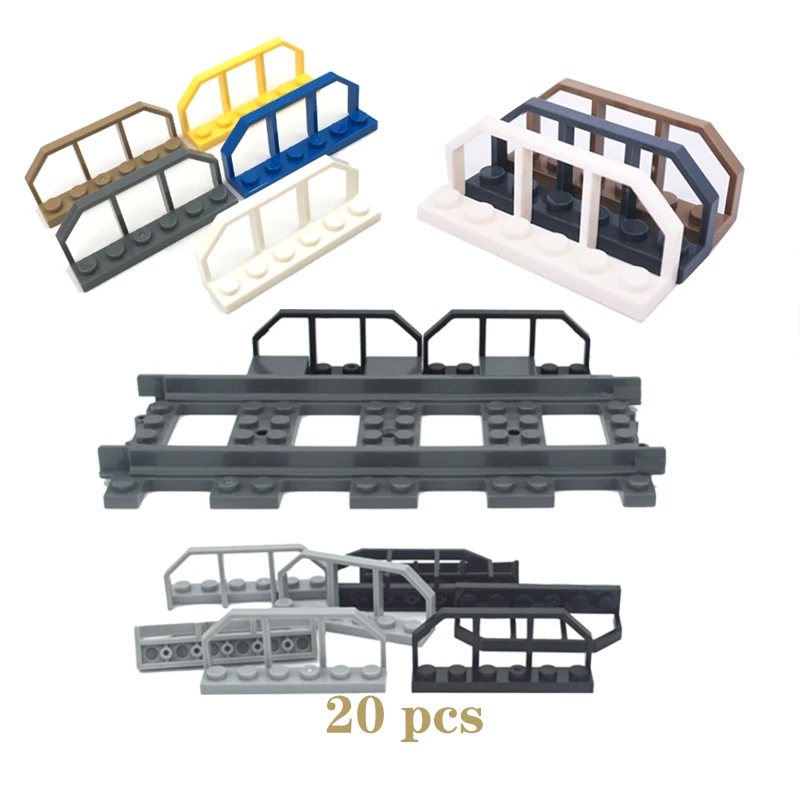 20pcs MOC Brick Parts 6583 Plate Special 1 x 6 with Train Wagon End Fence Compatible Building Block Particle DIY Assmble Kid Toy