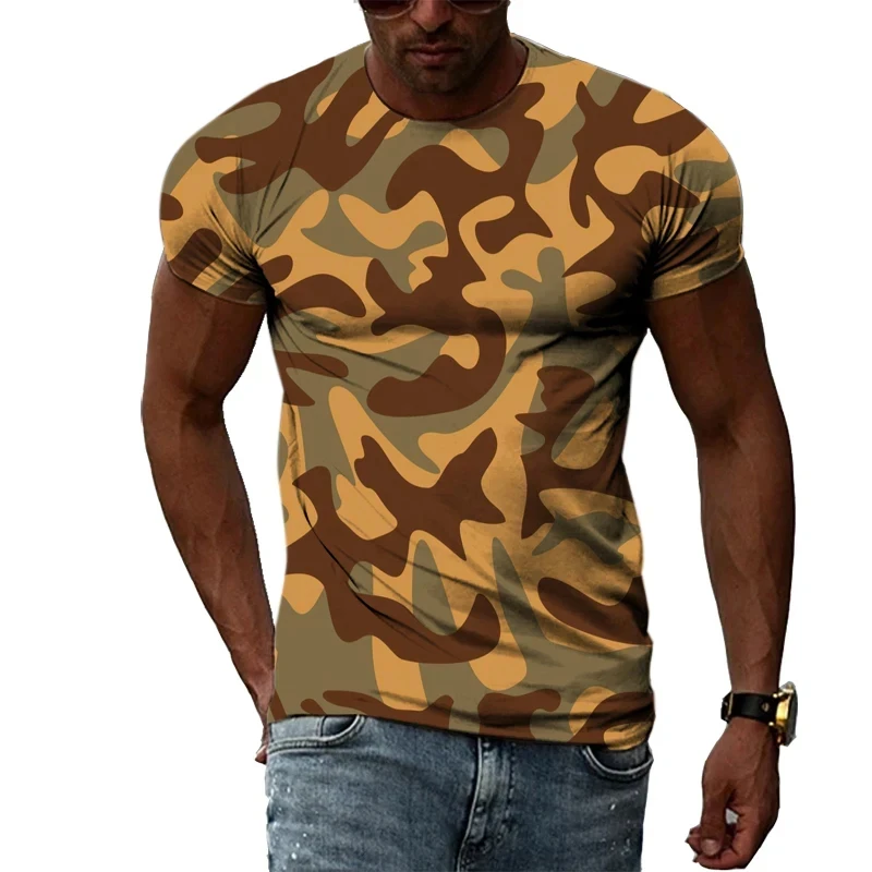 Camouflage 3D Print O-Neck T-shirt Men Casual Short Sleeve Sweatshirt Oversized Hip-hop Tshirt Y2K Harajuku Unisex Clothes