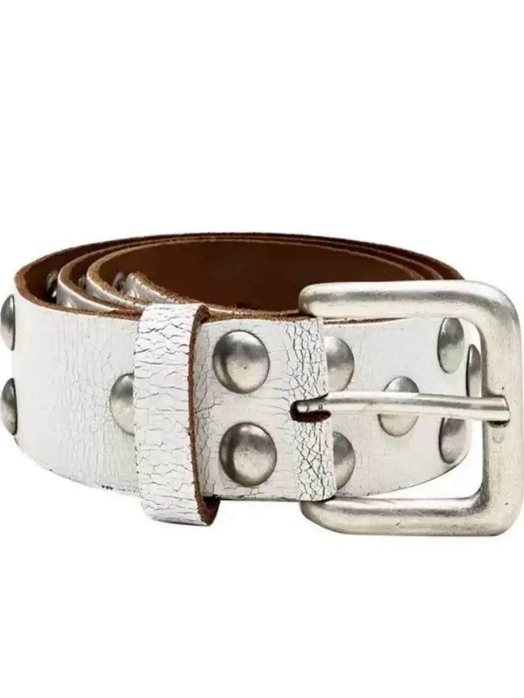 American ERL burst pattern cowhide genuine leather willow design hip hop belt belt